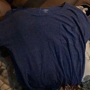 Blue long sleeve shirt with pocket on left breast